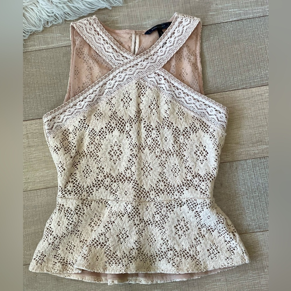 BCBGMaxAzria Cream Lace Tank Top (S) - Picture 2 of 11